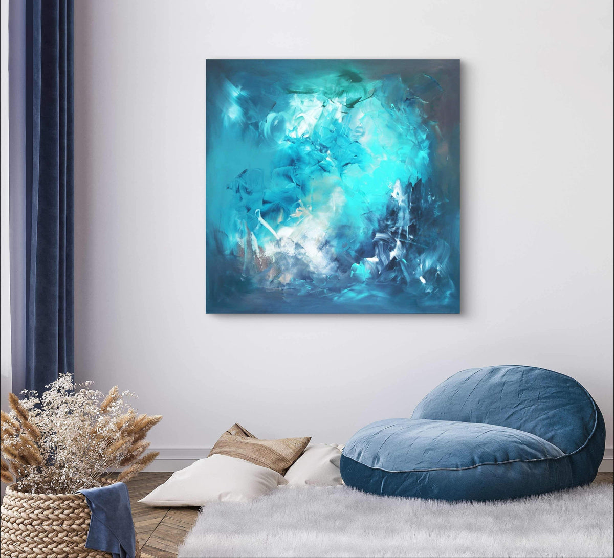 Teal Art for Modern Interiors: An Escape from Hectic Life - Paresh Nrshinga Abstract Art