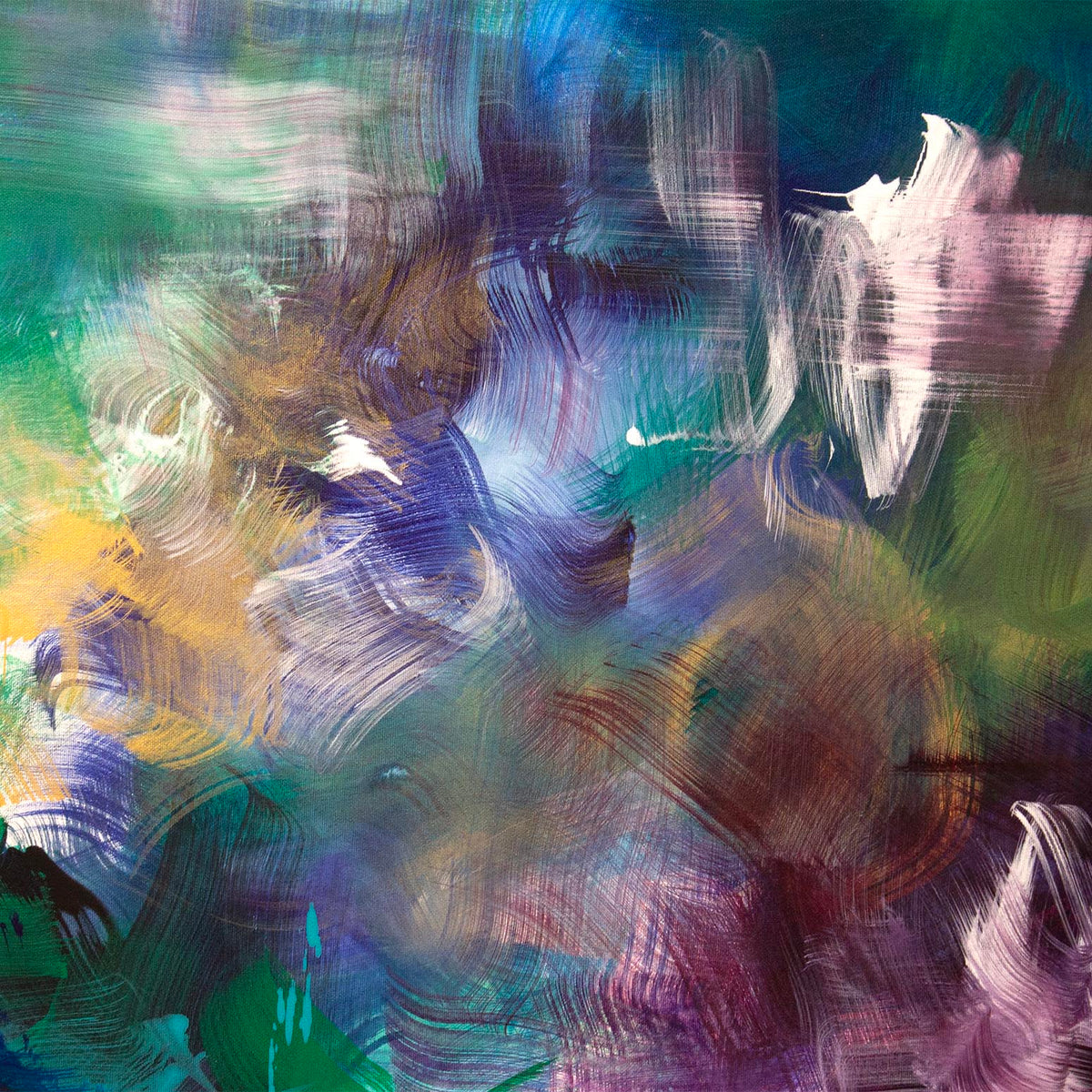 Where Colours Wander — detail of layered colour and sweeping brushstrokes