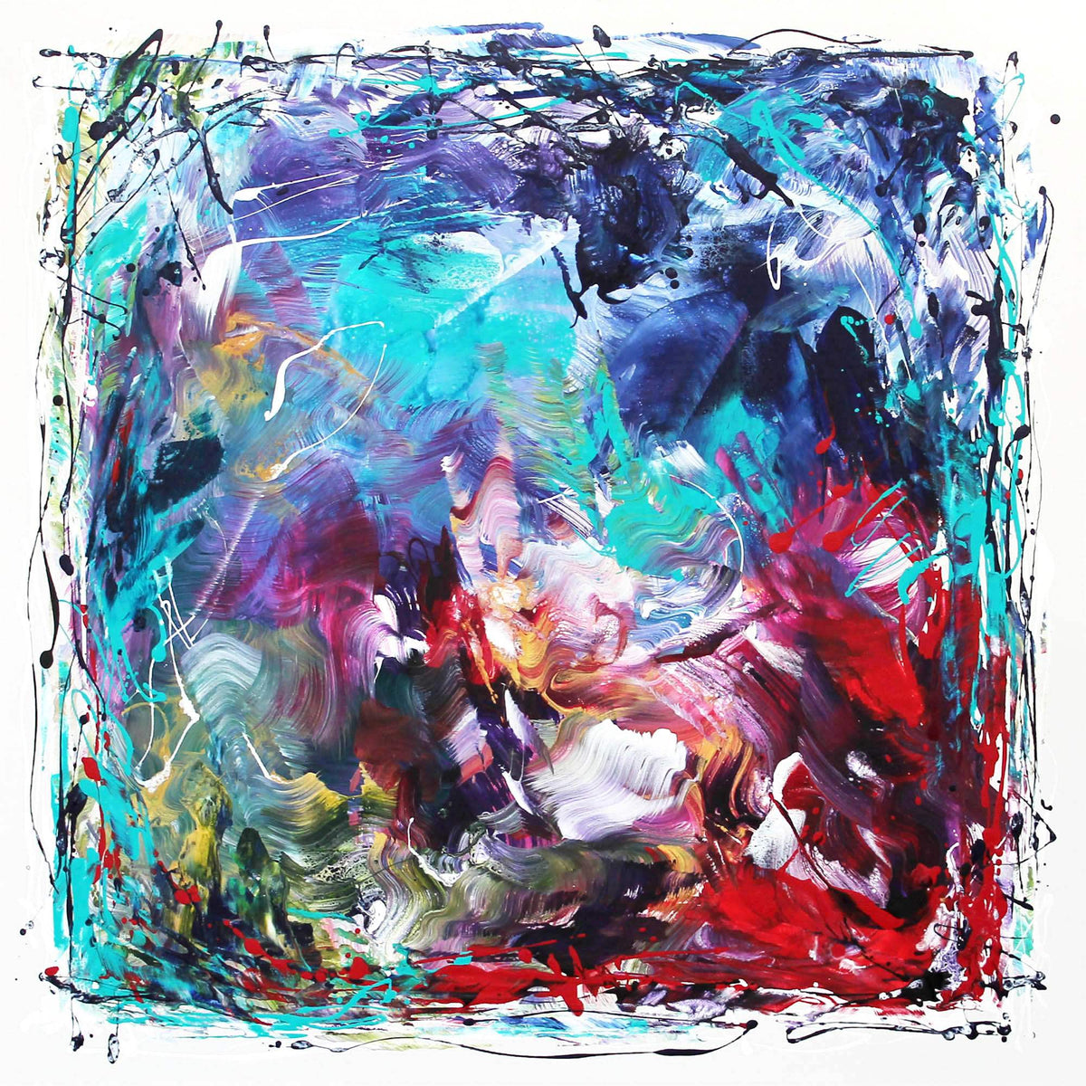 淡い波の金箔抽象画 PALE WAVES ABSTRACT W/ GOLD LEAF – Artbar
