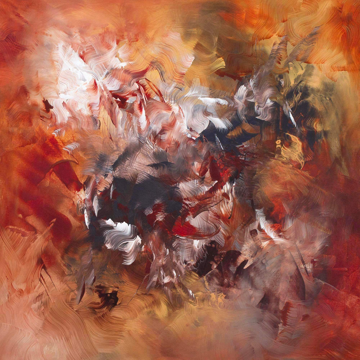 The Furthest Star III by Paresh Nrshinga, original brown, copper and white abstract painting on canvas