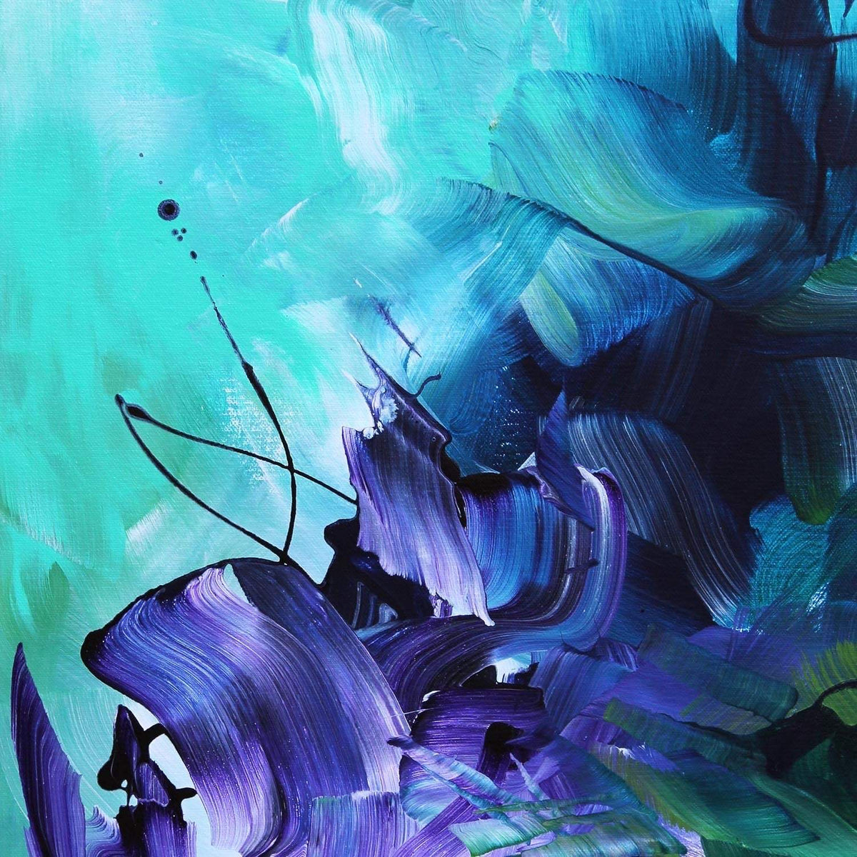 Teal Painting | Emerald Waves 100x100cm - Paresh Nrshinga Abstract Art