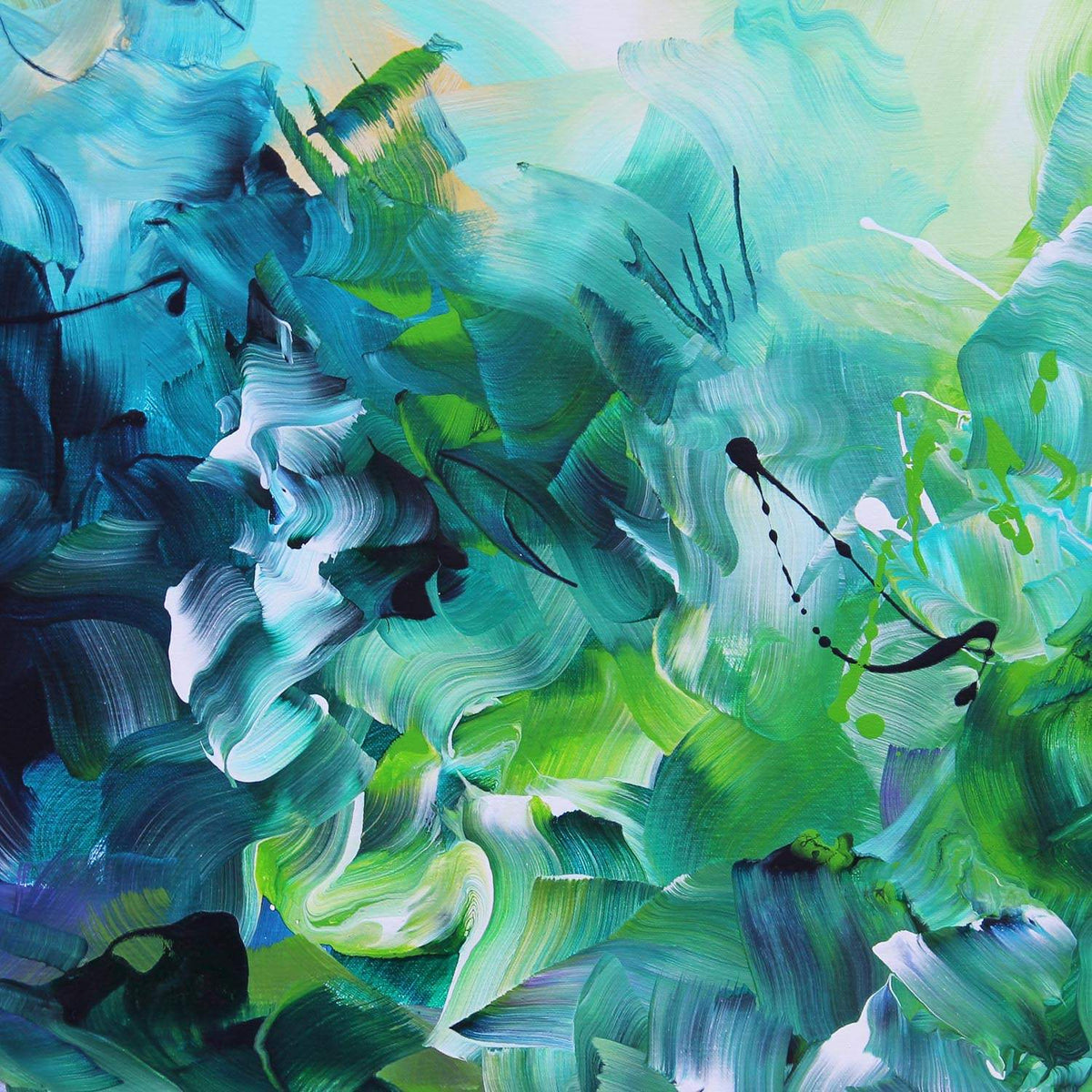 Teal Painting | Emerald Waves 100x100cm - Paresh Nrshinga Abstract Art