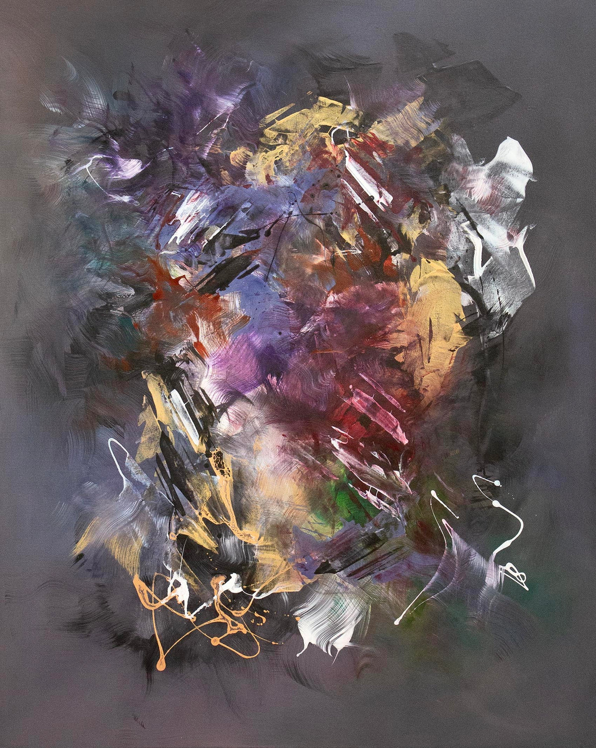 Fluid light abstract artwork, oversized canvas painting for modern interiors