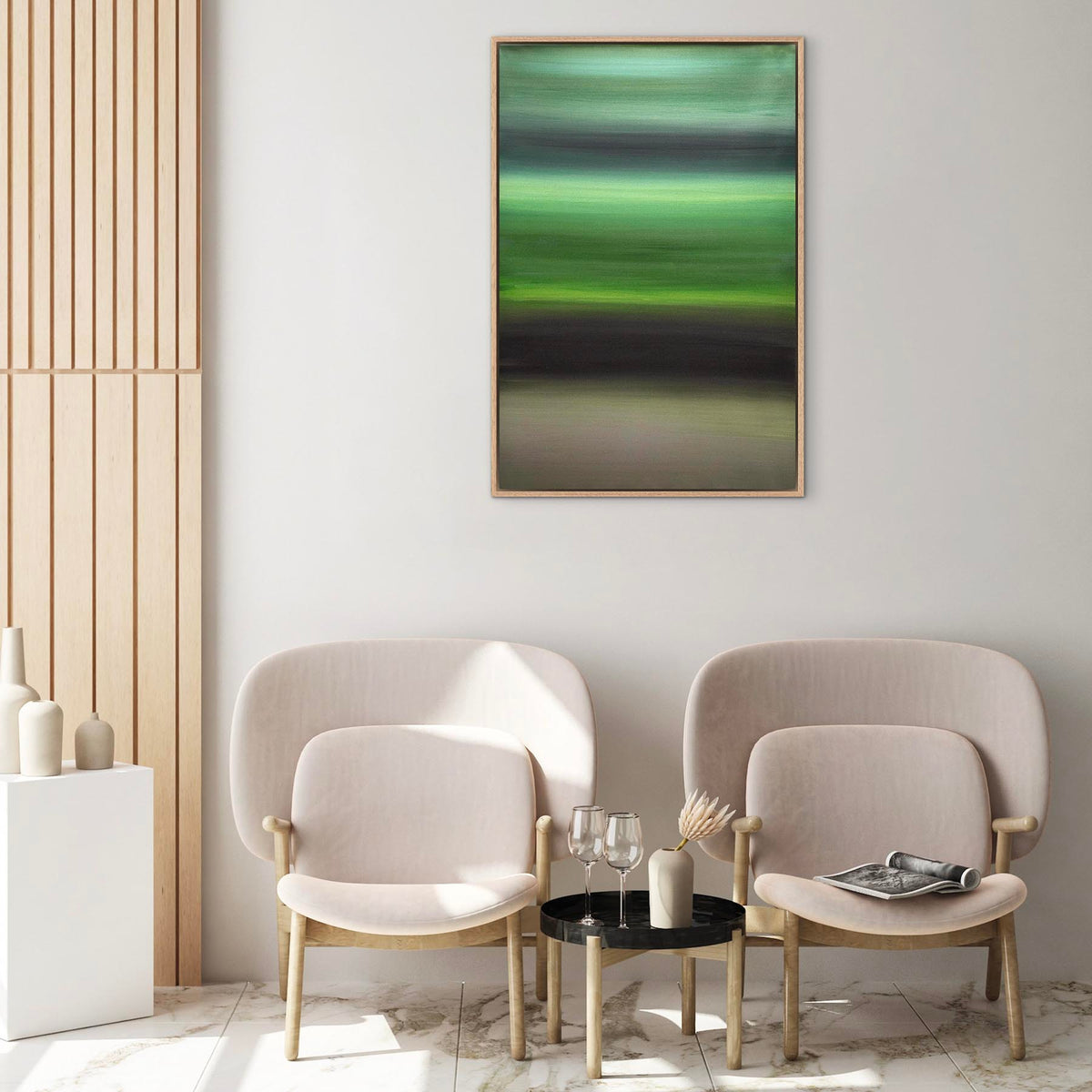 Echoes Of Spring by Paresh Nrshinga, green abstract canvas painting