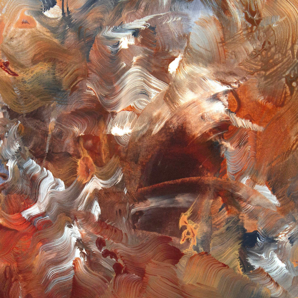 Autumn Breeze II by Paresh Nrshinga, abstract painting in brown, orange and grey