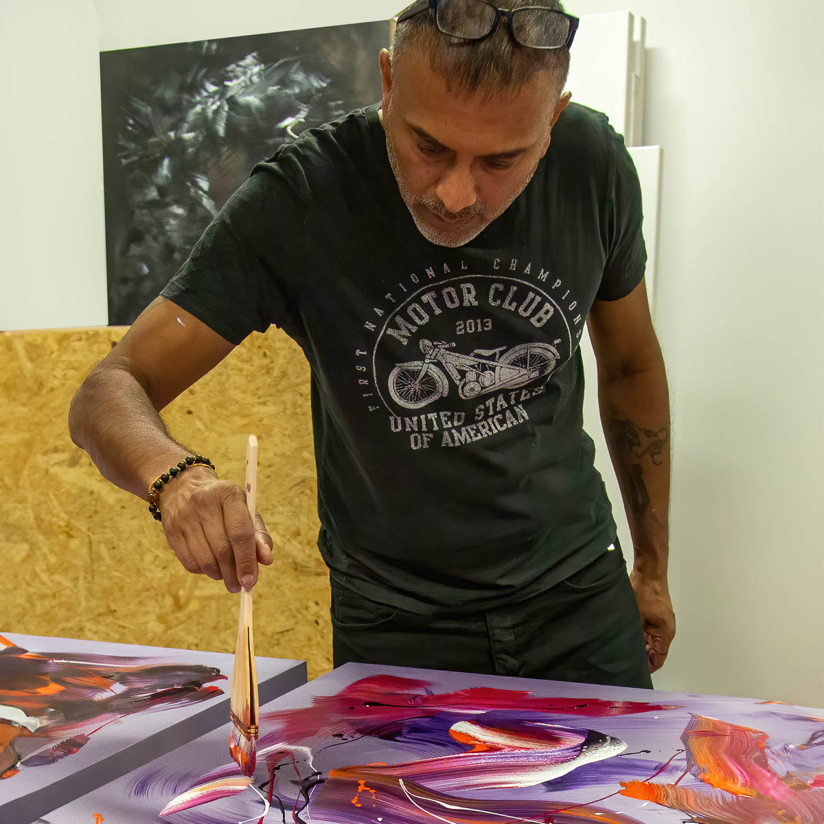 Modern Artwork | Dancing Hues II 100x100cm - Paresh Nrshinga painting Art