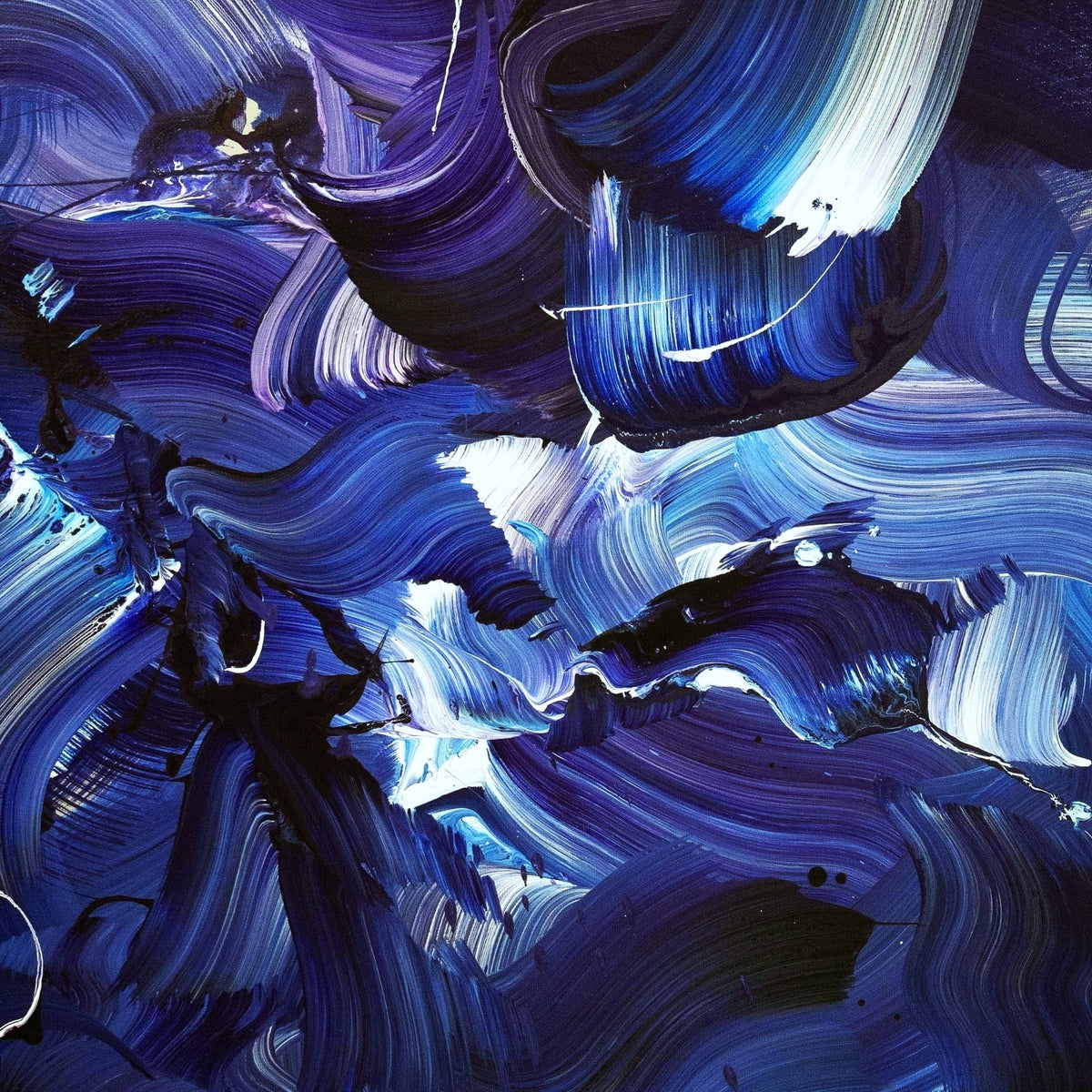 Blue and purple abstract brushstrokes on canvas large-square-abstract-paintings-