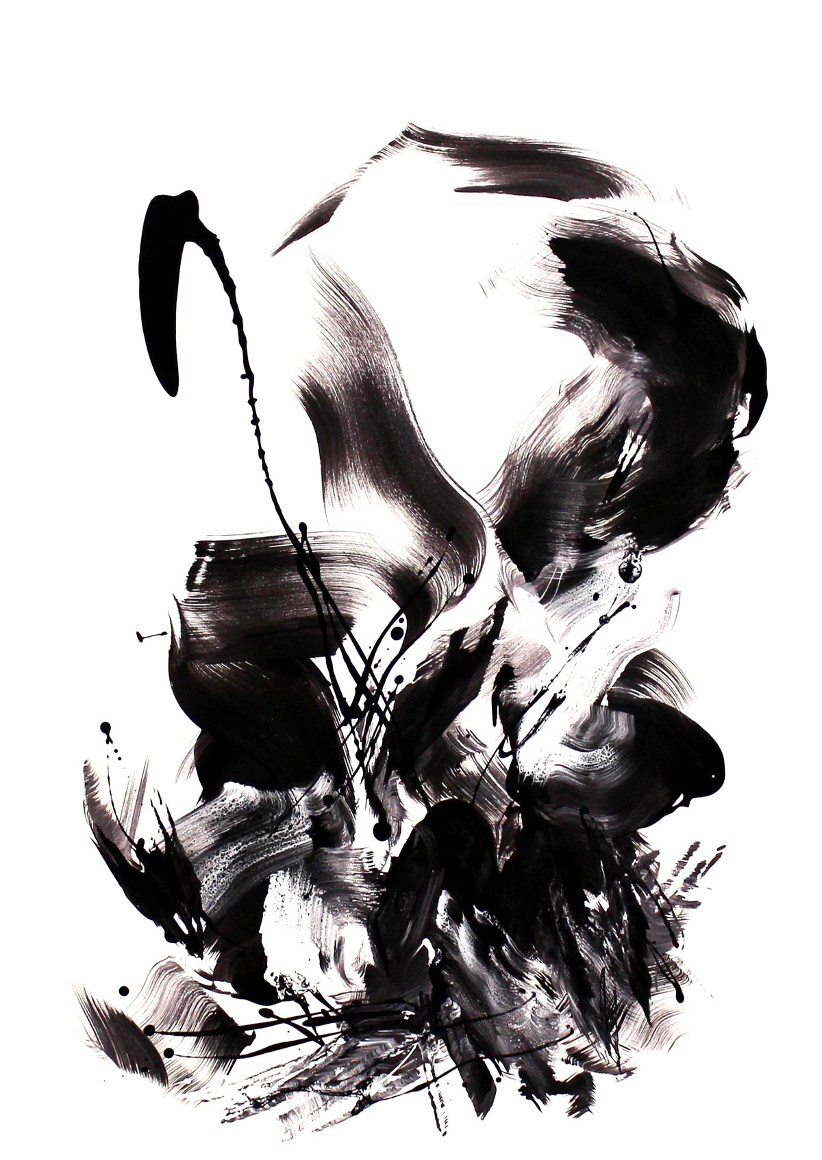 Black and White Abstract Art | Essence in Motion II 34x48"