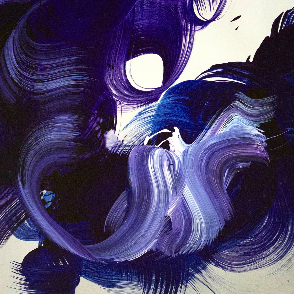 Gallery style contemporary abstract painting with dramatic storm inspired movement