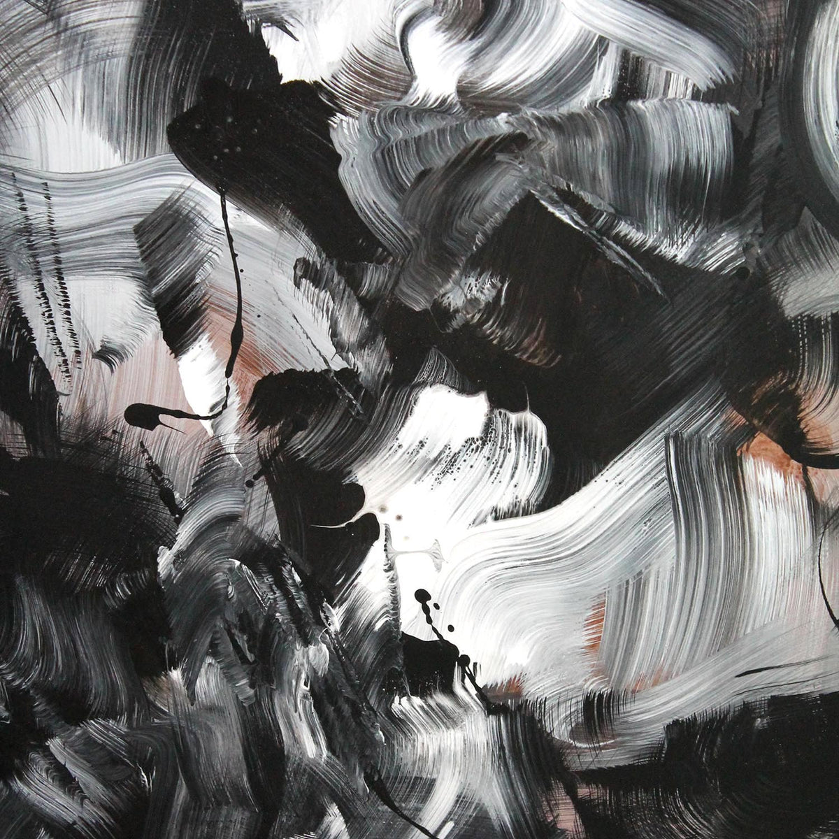 Abstract Black and White Brushstrokes | Artistic Modern Painting on Canvas