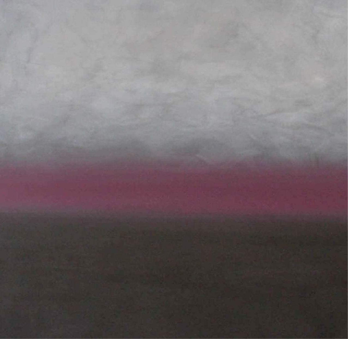 Abstract landscape painting with vibrant pink horizon