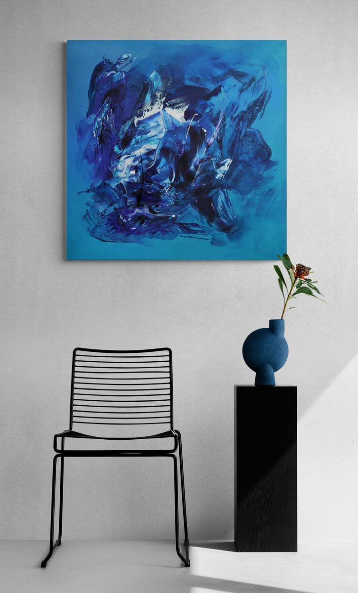 Large abstract art UK for sale by Paresh Nrshinga Teal art Paresh