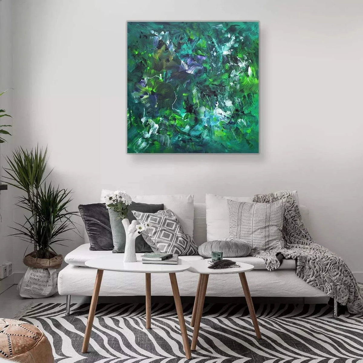 Green Wall Art | Rainforest Breeze 100x100cm - Paresh Nrshinga Abstract Art