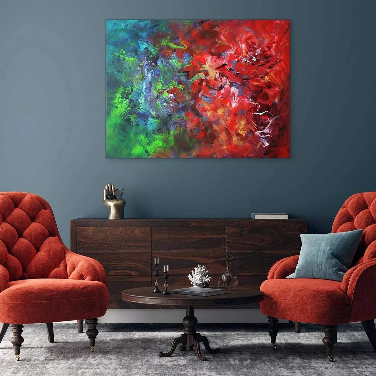 Summer Bloom by Paresh Nrshinga, original abstract painting displayed in an interior