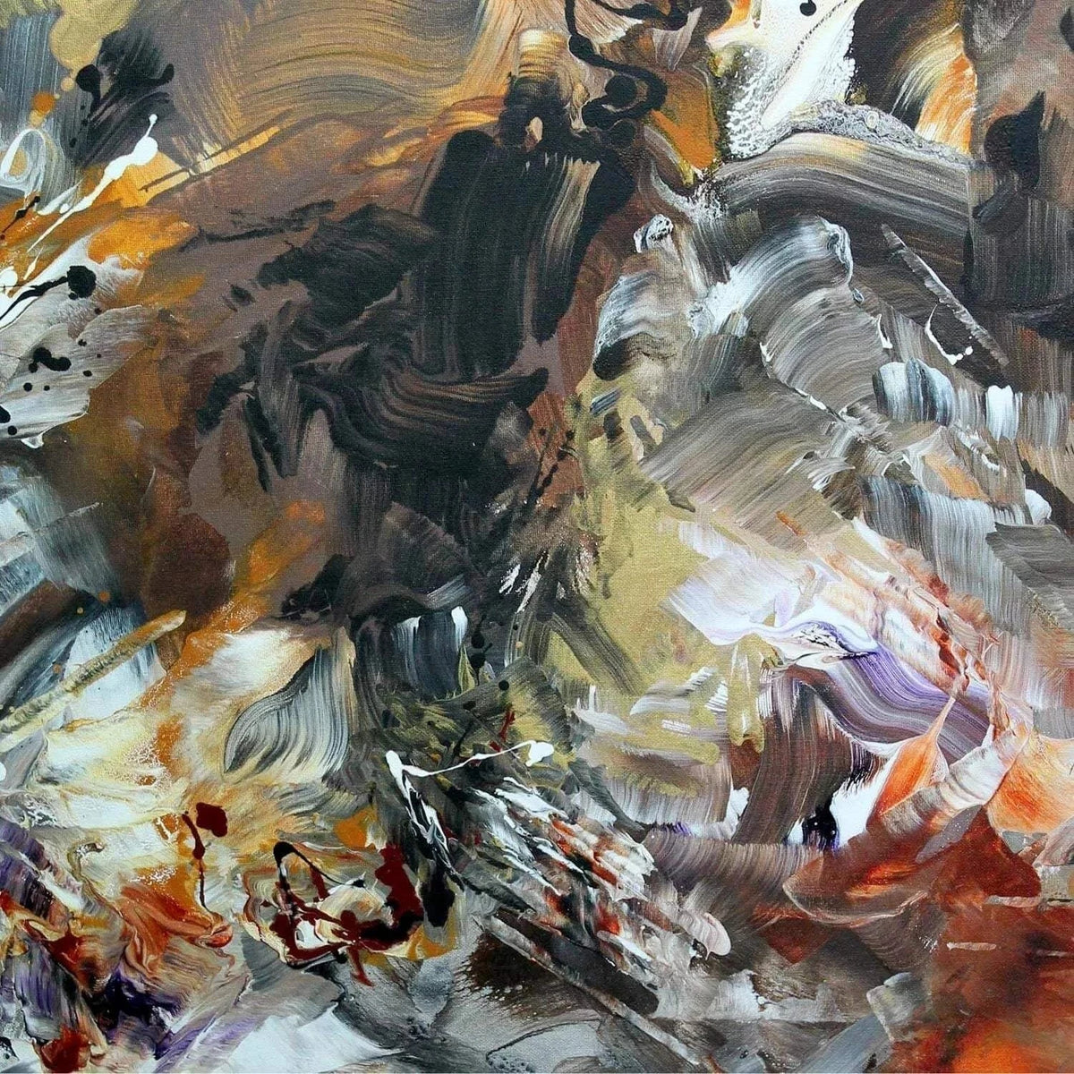 Into The Light by Paresh Nrshinga, square abstract painting with expressive brushstrokes