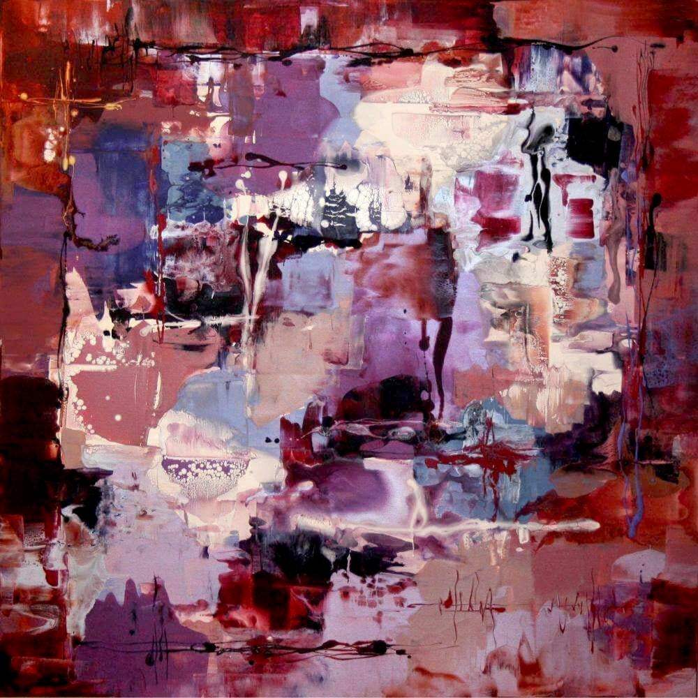 Captured Dream, original Lilac, Maroon, Quartz abstract painting by Paresh Nrshinga.