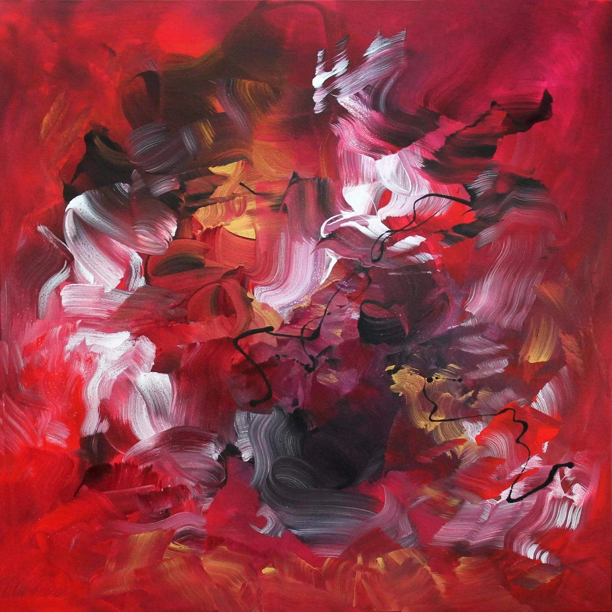 The Other Side Of Summer, original Red abstract painting by Paresh Nrshinga.