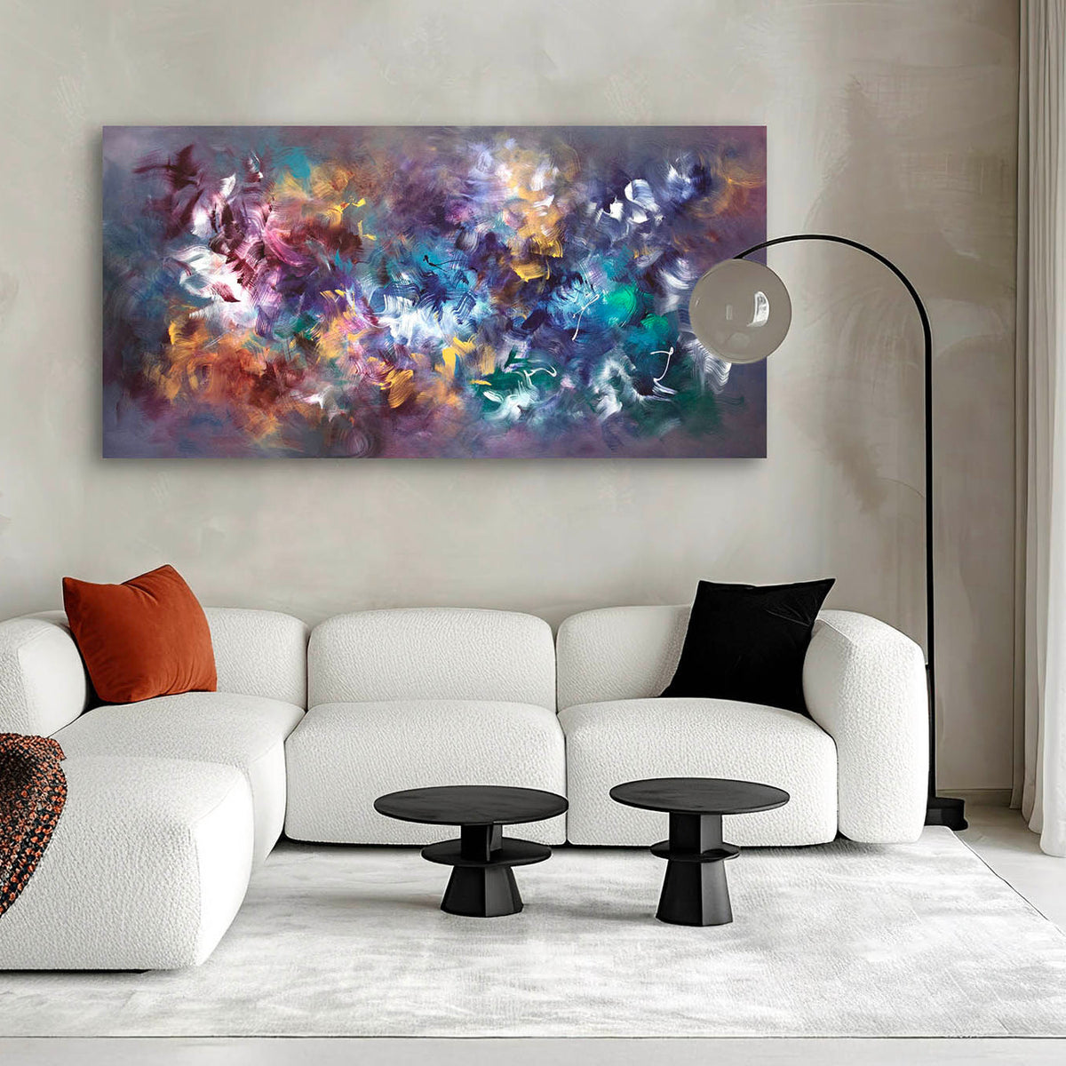The Magic Within, original blue, gold and green abstract painting by Paresh Nrshinga FRSA