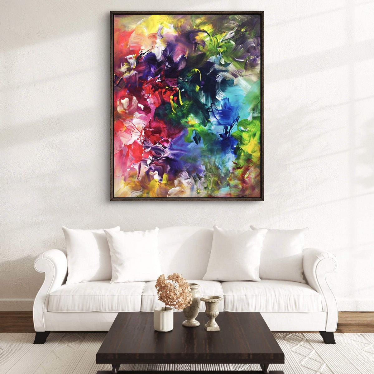 Tropical Garden, original multicolour abstract painting by Paresh Nrshinga FRSA