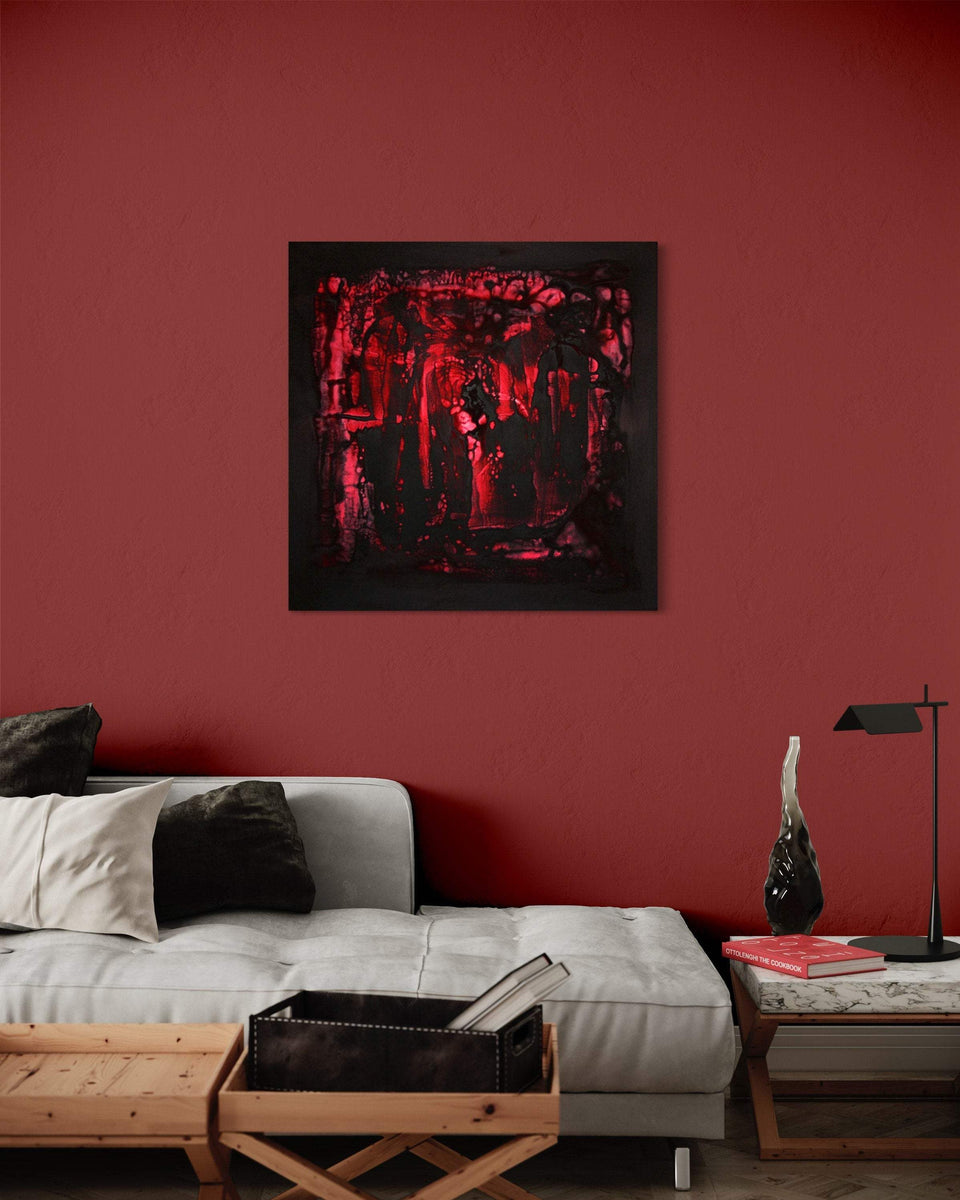 Large abstract art UK for sale by Paresh Nrshinga Red art Paresh