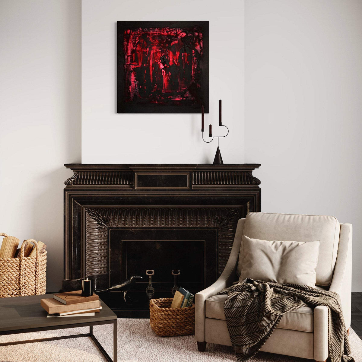 Large abstract art UK for sale by Paresh Nrshinga Red art Paresh