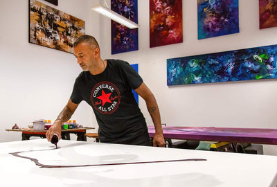Paresh Nrshinga in the studio with Golden Snowflakes
