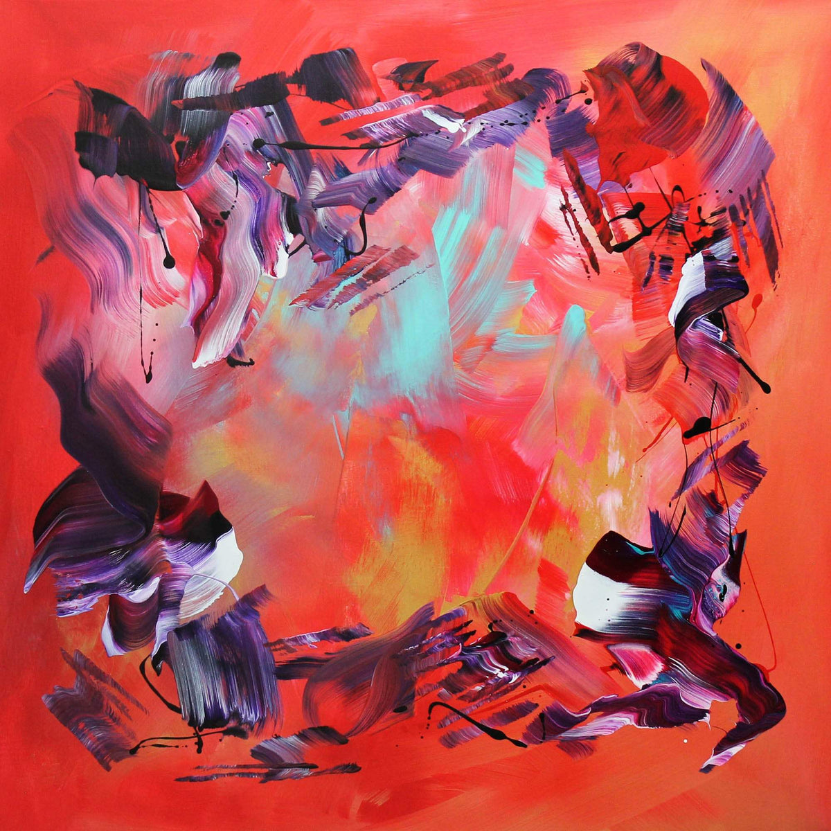 Red Canvas Art | Love Is Freedom 100x100cm - Paresh Nrshinga Abstract Art