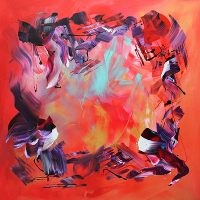 Red Canvas Art | Love Is Freedom 100x100cm - Paresh Nrshinga Abstract Art