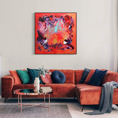 Red Canvas Art | Love Is Freedom 100x100cm - Paresh Nrshinga Abstract Art