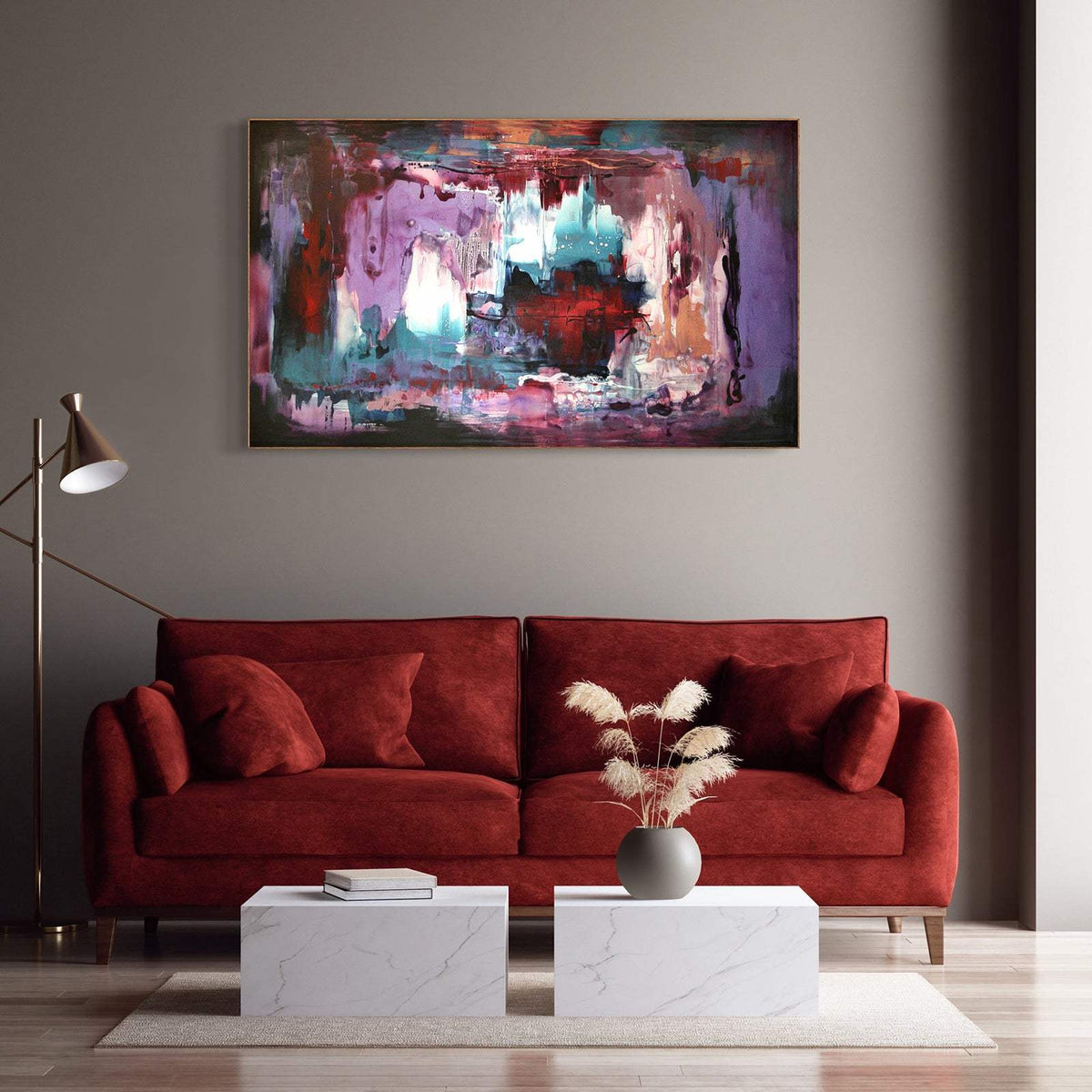 Northern Winds by Paresh Nrshinga, original abstract painting displayed in an interior
