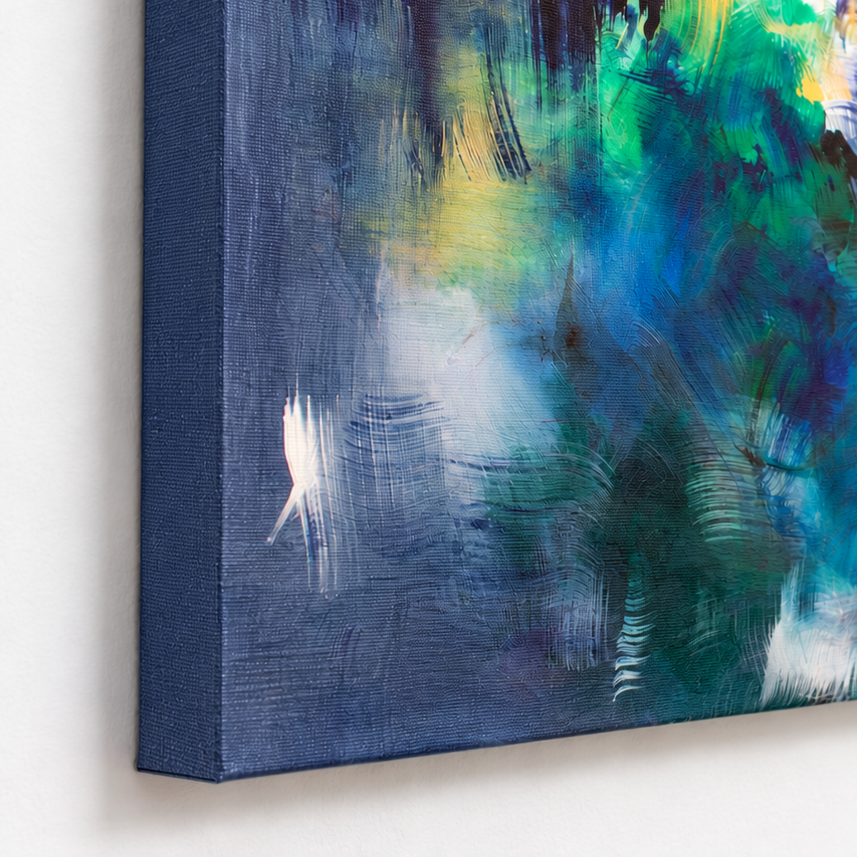 Where Colours Wander — blue painted canvas edge visualisation