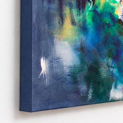 Where Colours Wander — blue painted canvas edge visualisation
