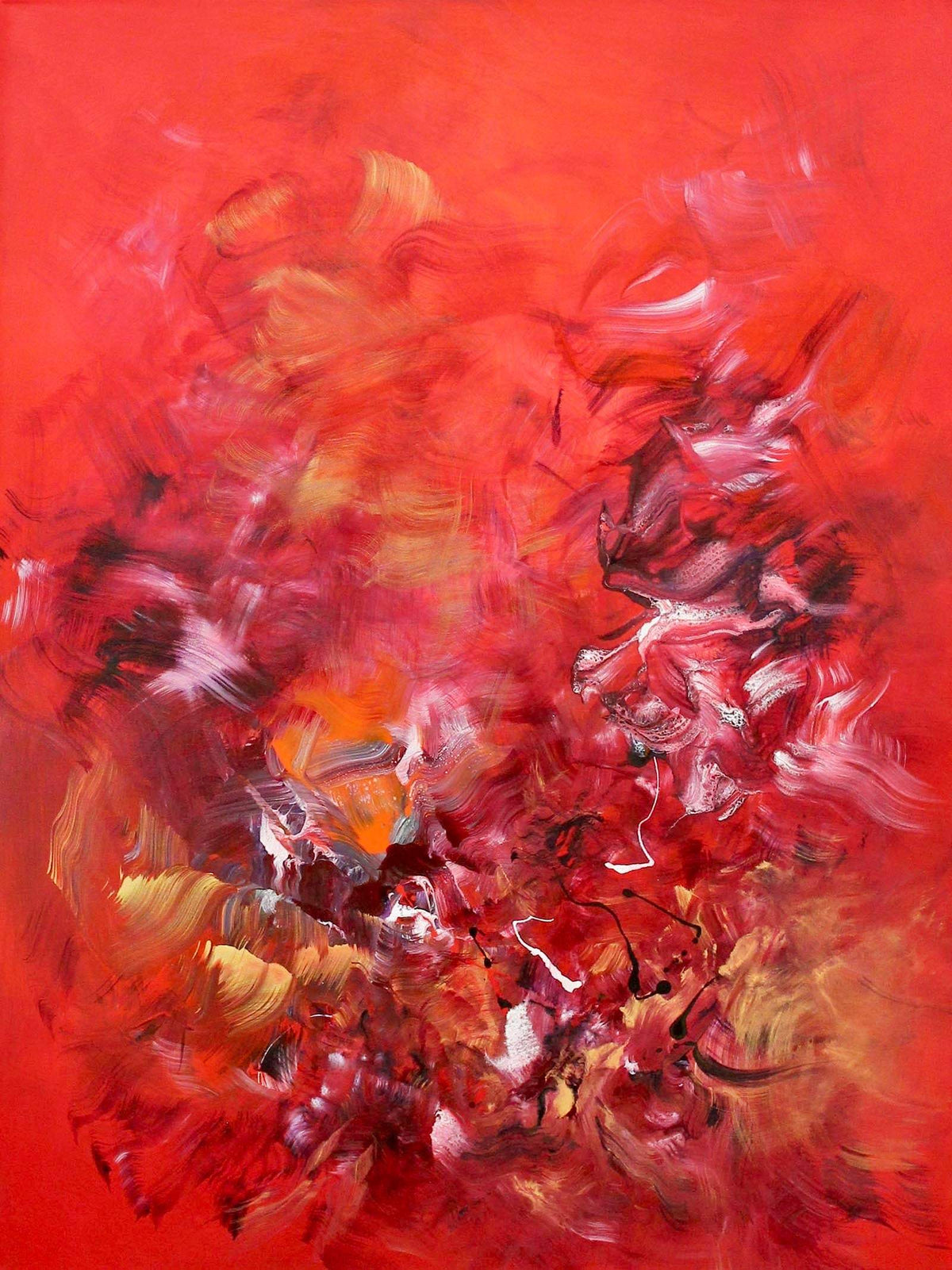Red Abstract Painting | Summer Days 36x48" - Paresh Nrshinga Abstract Art