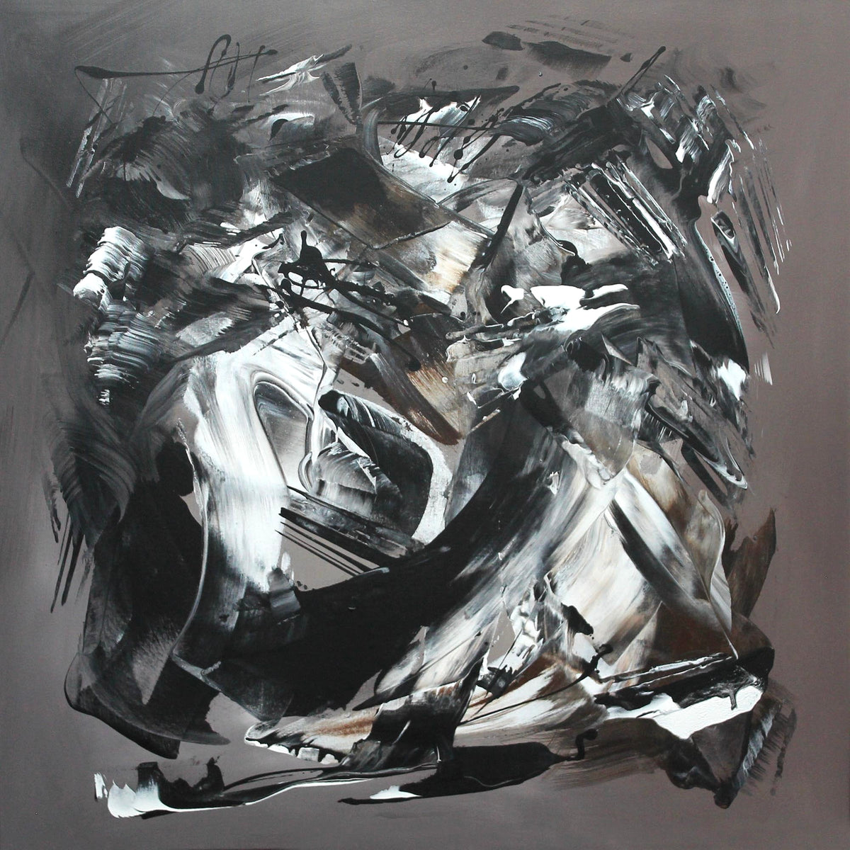 Taupe Abstraction | Dramatic Abstract Painting on Large Canvas