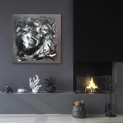 Taupe Abstraction | Dramatic Monochrome Abstract Painting on Canvas