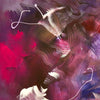 Bold strokes of vibrant purple, pink, and blue paint create a dynamic abstract landscape in this original artwork. The energetic brushwork and bold color palette evoke a sense of movement and energy, making this an eye-catching piece of modern art.