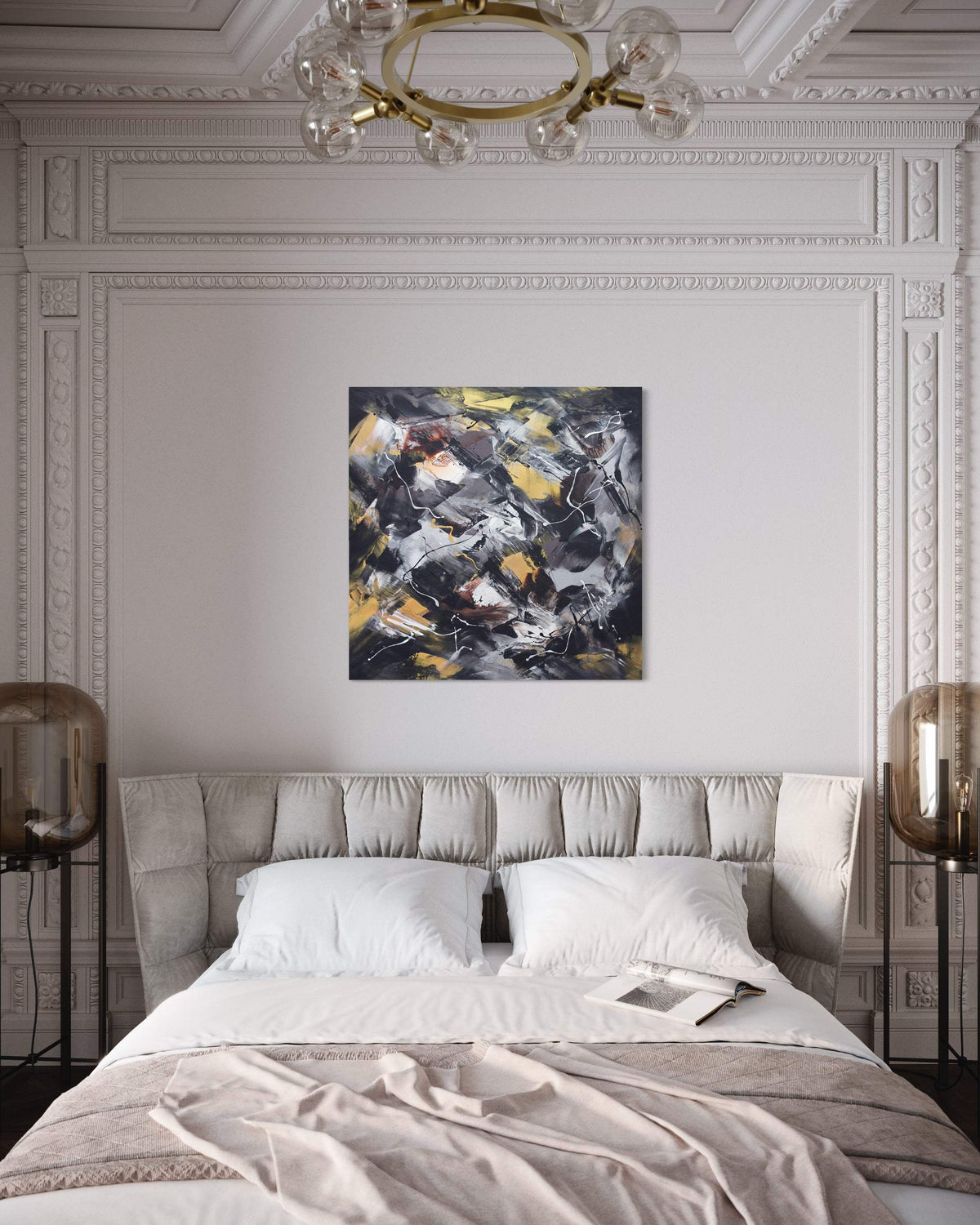 Golden Snowflakes by Paresh Nrshinga displayed in a contemporary interior