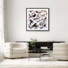 Minimalist Abstract Art | Inner Freedom 33x33" - A striking abstract square artwork featuring bold brushstrokes and a harmonious blend of colors, displayed in a modern living room setting with neutral-toned furniture and decor.