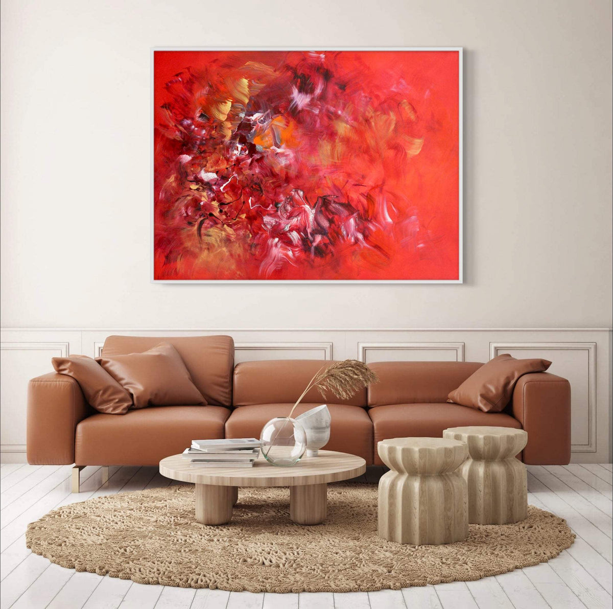 Red Abstract Painting | Summer Days 36x48" - Paresh Nrshinga Abstract Art