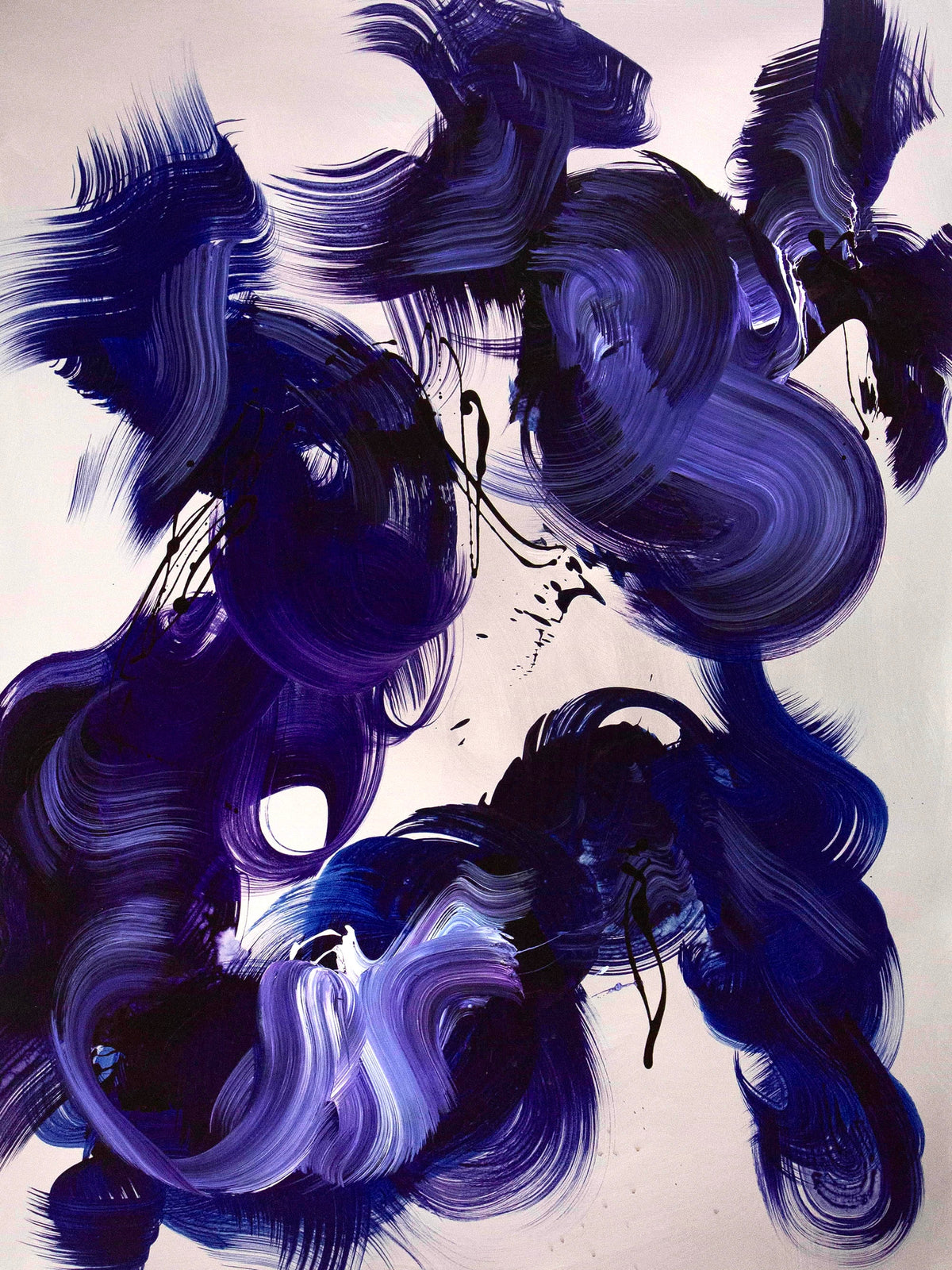 Contemporary abstract wall art in deep blue and purple tones for modern living room interiorAbstract Art