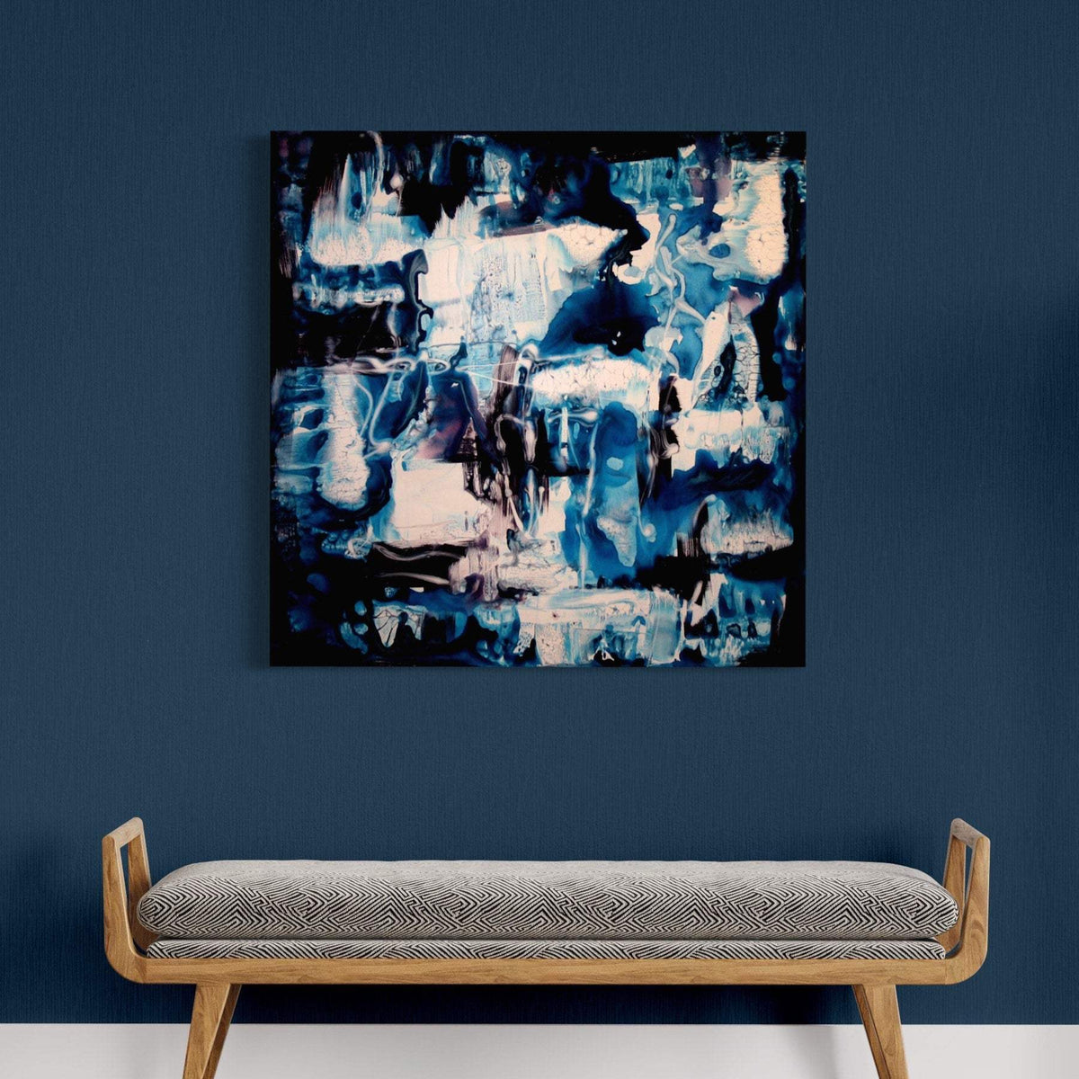 Large Square Abstract Art: Jardin Sous-Marin 40x40
