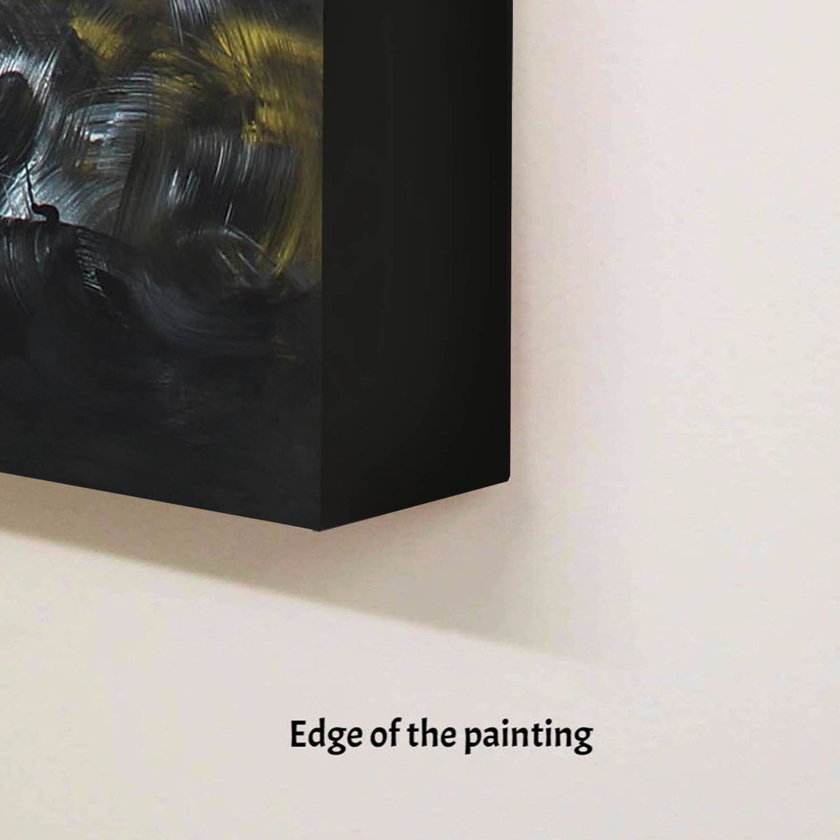 Large abstract landscape painting with dark, textured brushstrokes depicting light over a ridge