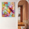 original abstract painting for modern interiors, multicolor abstract art, canvas painting, wall art decor, medium sized painting for living room, office or hallway, yellow, blue, pink original painting