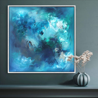 turquoise and teal abstract painting large format - Paresh Nrshinga Abstract Art