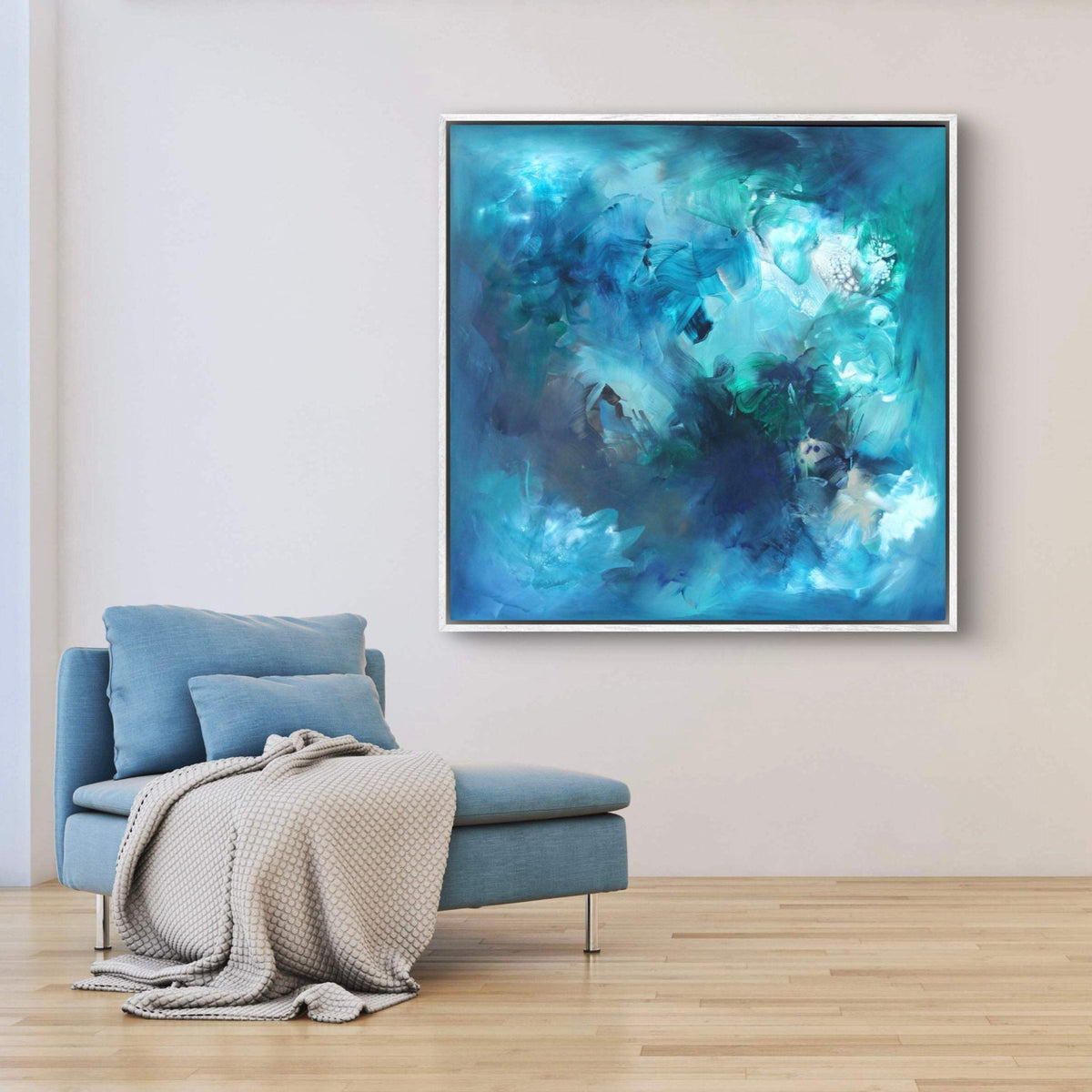 blue green abstract painting modern interior- Paresh Nrshinga Abstract Art