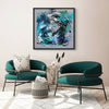 Contemporary abstract wall art in emerald and ocean blue for modern homes