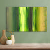 gallery-quality green abstract painting styled in interior with neutral decor