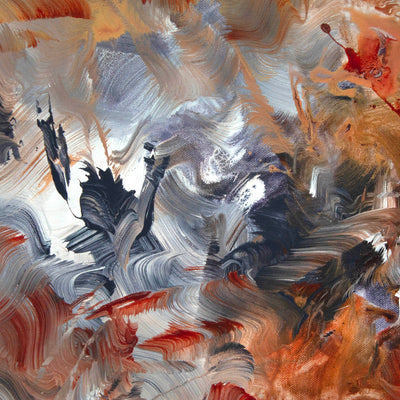 Autumn Breeze II by Paresh Nrshinga, brown and grey abstract painting with swirling brushwork