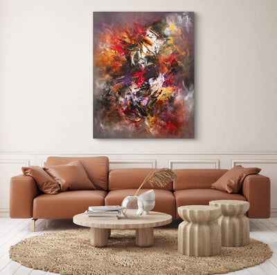 Gallery style large abstract art for dining room