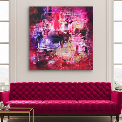 contemporary abstract art for living room in pink tones